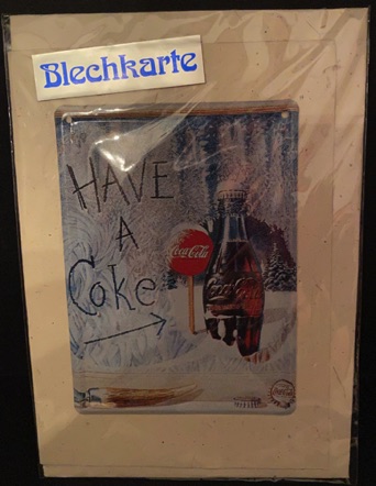 09296-1 € 4,00 coca cola ijzeren plaatje met enveloppe 11x 8. cm.jpeg